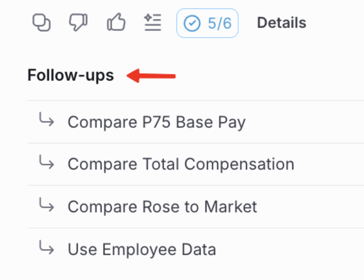 Follow-up suggestions shown under a reply